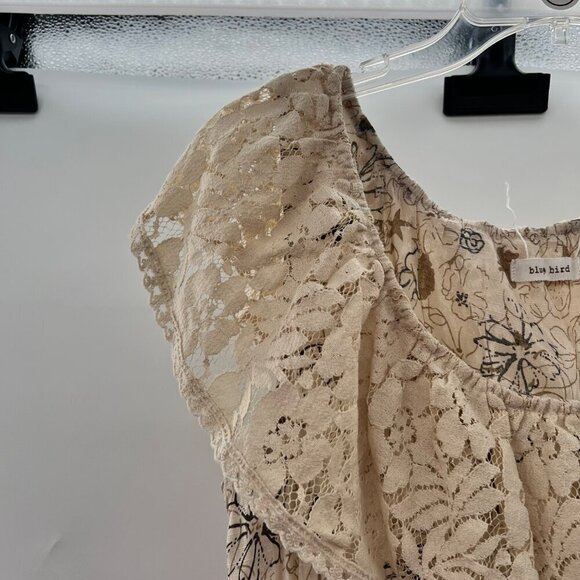 Blue Bird Women's Scoop Neck Floral Lace A-Line Dress Cream/Multi Size Large - Picture 3 of 9